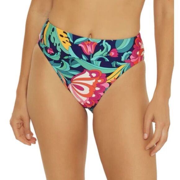 Trina Turk Nwt India Garden Floral High Waist Reversible Swim Bikini Bottom - Picture 1 of 6